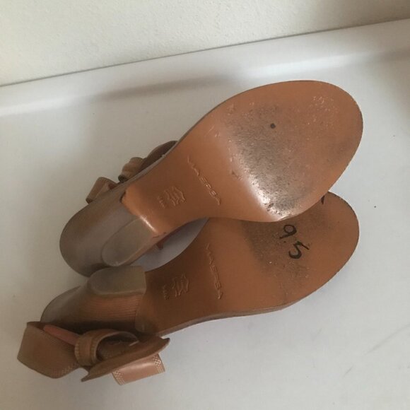 Via Spiga Tan Leather Heeled Buckle Sandals Size 9.5 - Picture 6 of 7